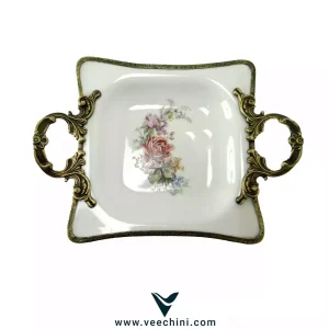 بشقاب گود مربع لمونژ پایه دار آنتیک - VCHI047