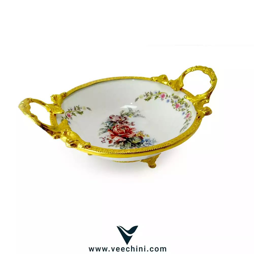 کاسه لمونژ طلایی پایه دار