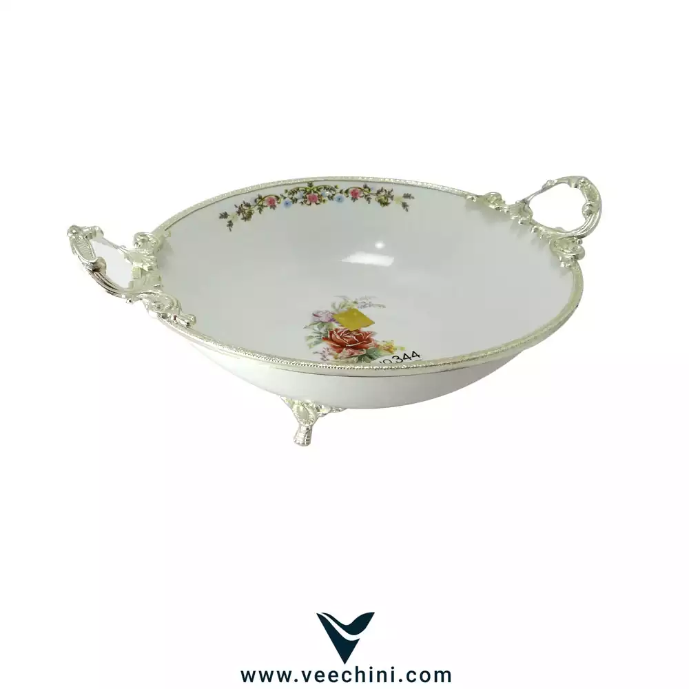 کاسه لمونژ پایه دار نقره ای قطر 32