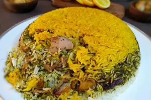 شوید پلو با تن ماهی و سیب‌زمینی